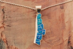 Calvin Begay Blue Opal Sterling Silver Navajo Pendant